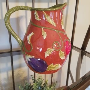 Pitcher Raised Design of Vegetables and vines EXCELENT abd Beautiful